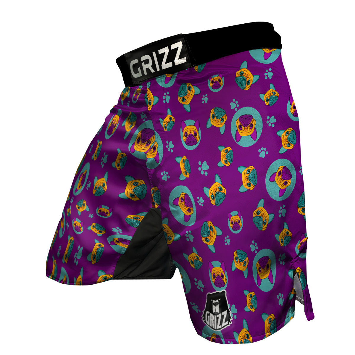 Boston Terrier Purple Print Pattern MMA Shorts-grizzshop