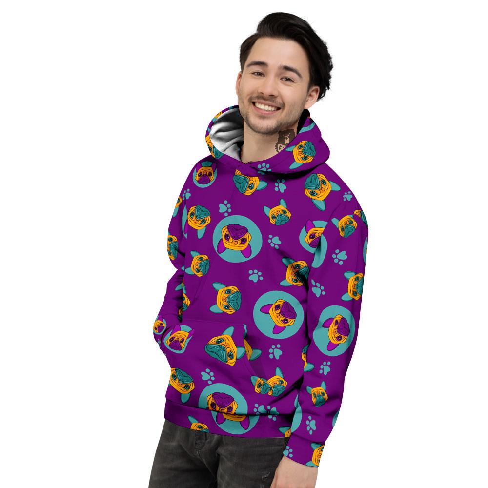 Boston Terrier Purple Print Pattern Men's Hoodie-grizzshop