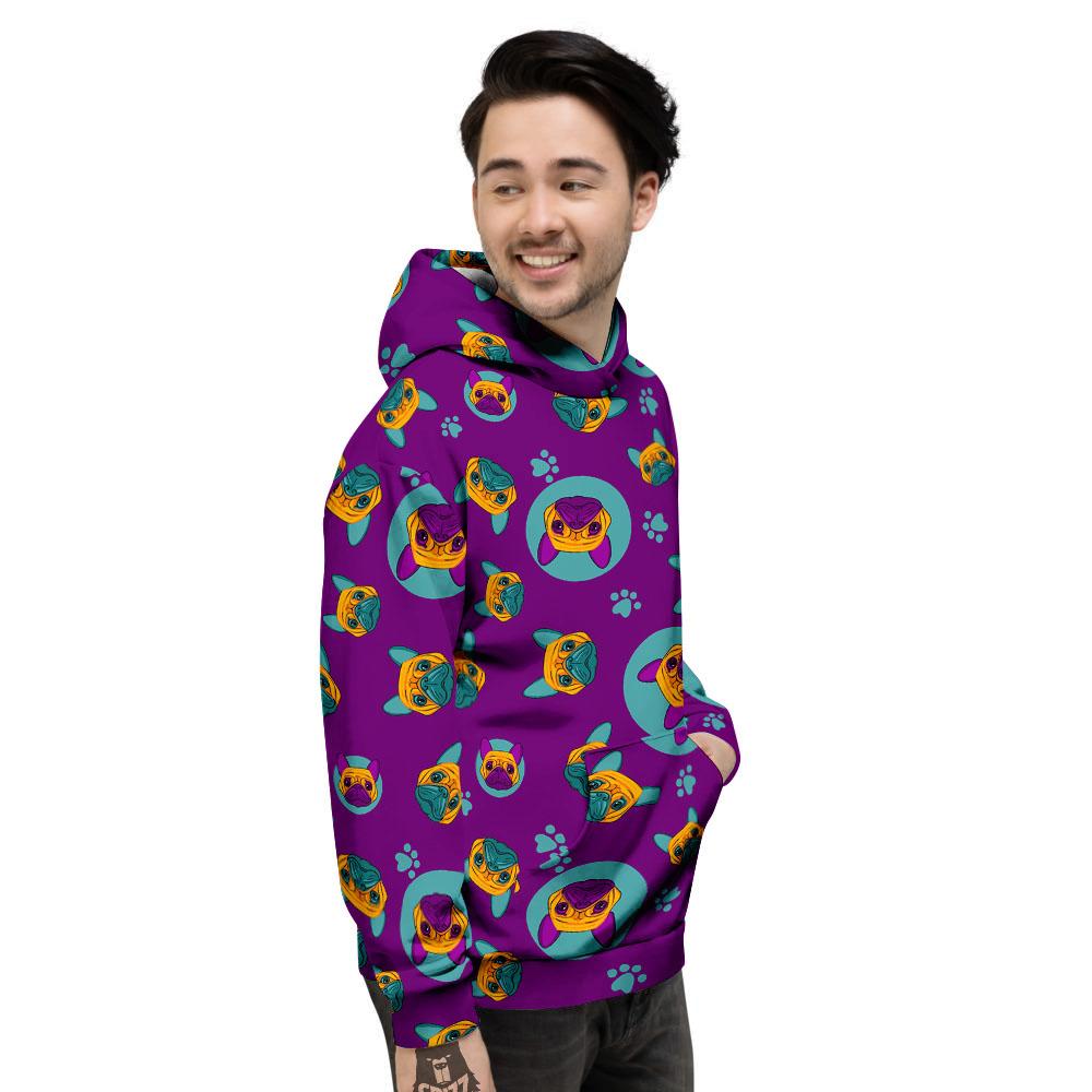 Boston Terrier Purple Print Pattern Men's Hoodie-grizzshop