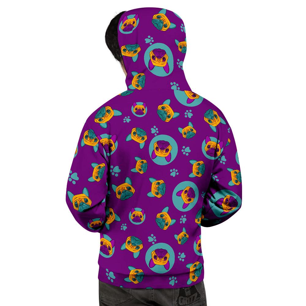 Boston Terrier Purple Print Pattern Men's Hoodie-grizzshop