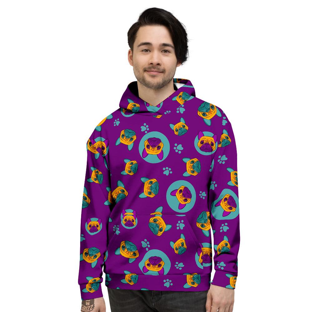 Boston Terrier Purple Print Pattern Men's Hoodie-grizzshop