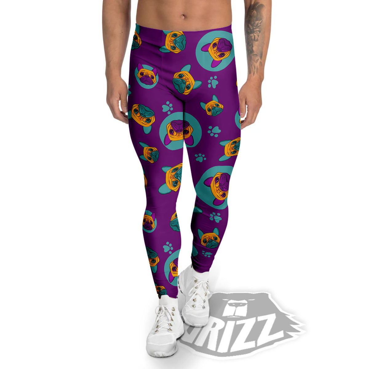 Boston Terrier Purple Print Pattern Men's Leggings-grizzshop