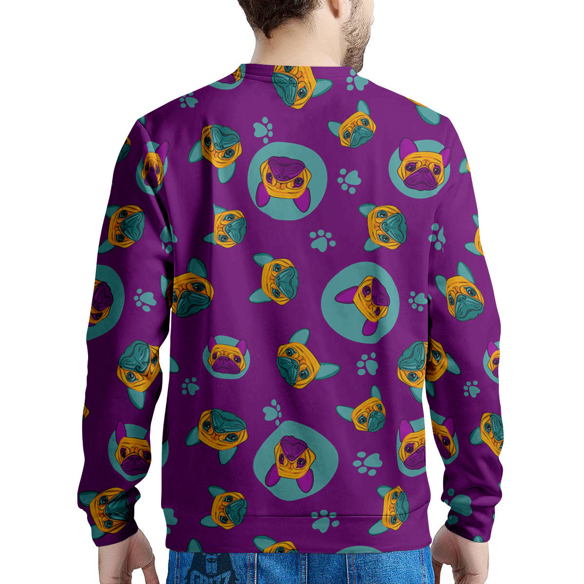 Boston Terrier Purple Print Pattern Men's Sweatshirt-grizzshop