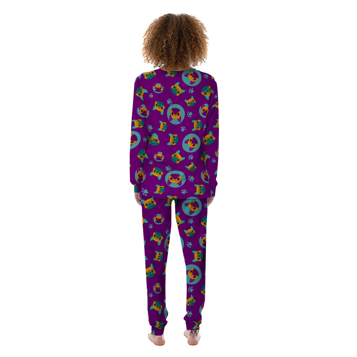 Boston Terrier Purple Print Pattern Women's Pajamas-grizzshop