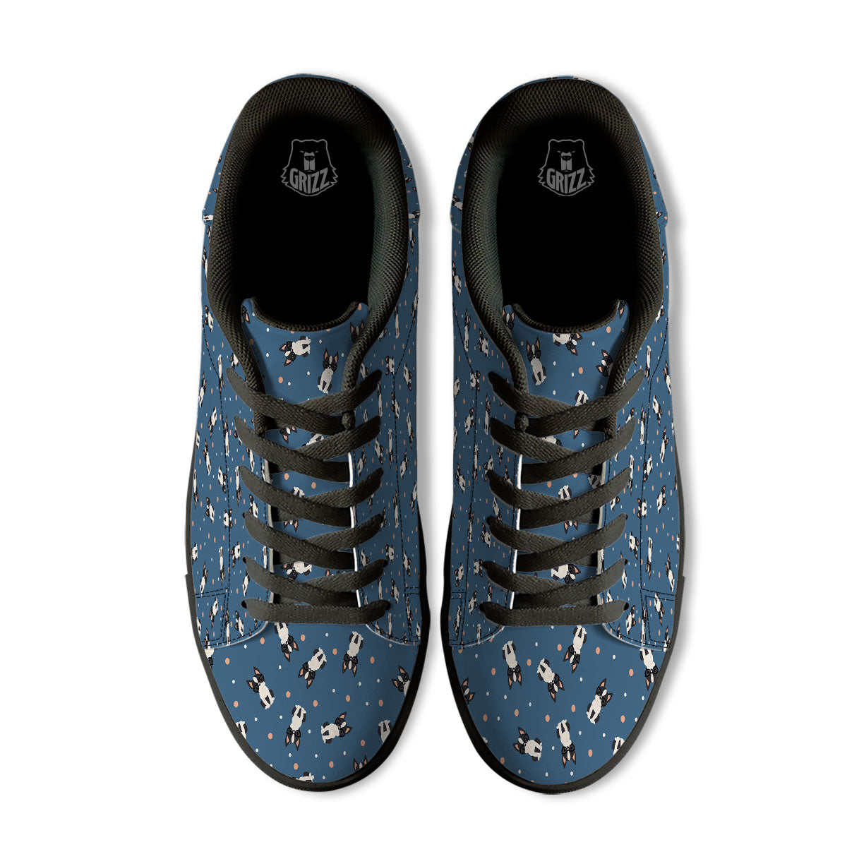 Boston Terrier Wearing Glasses Print Black Low Top Sneakers-grizzshop