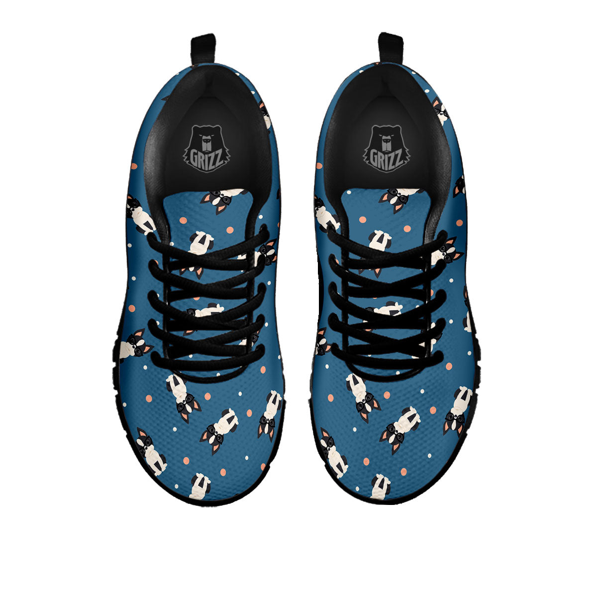 Boston Terrier Wearing Glasses Print Black Sneaker-grizzshop