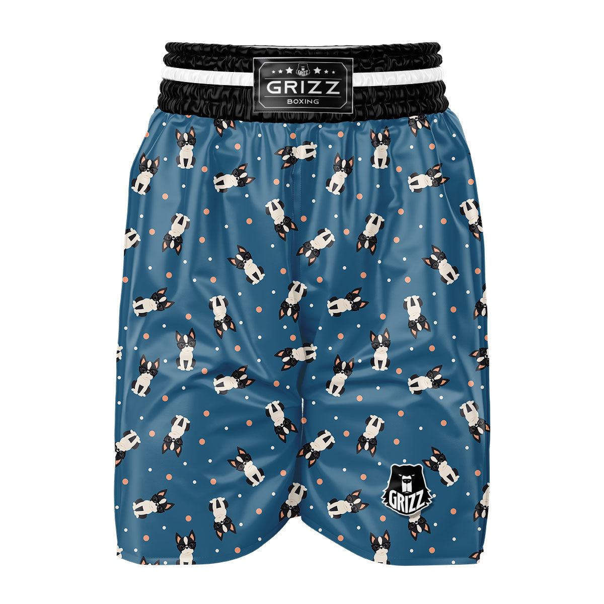 Boston Terrier Wearing Glasses Print Boxing Shorts-grizzshop