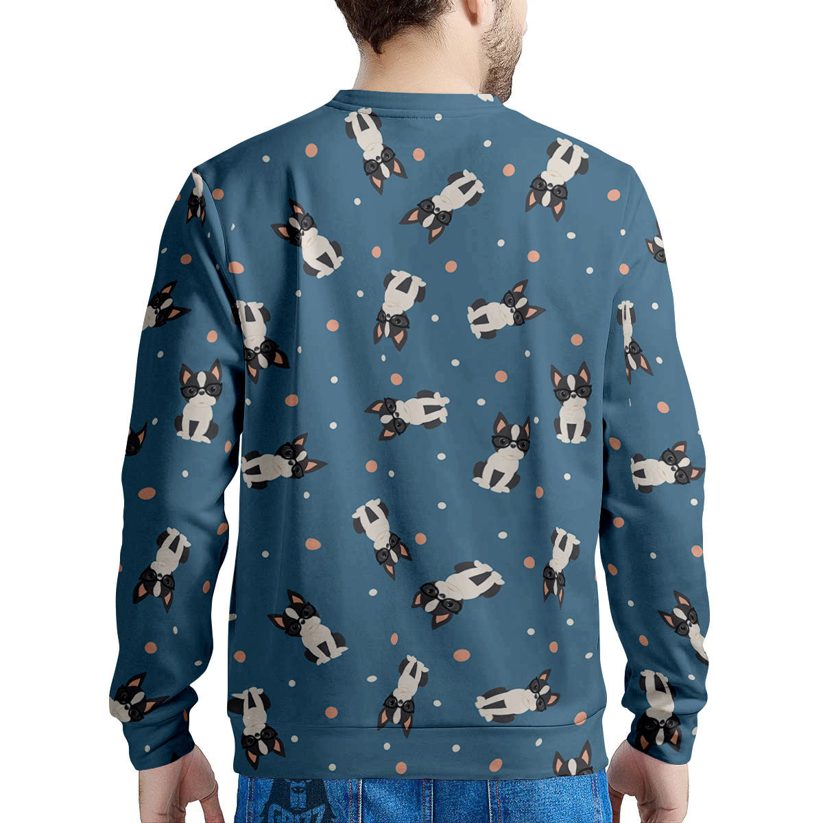 Boston Terrier Wearing Glasses Print Men's Sweatshirt-grizzshop