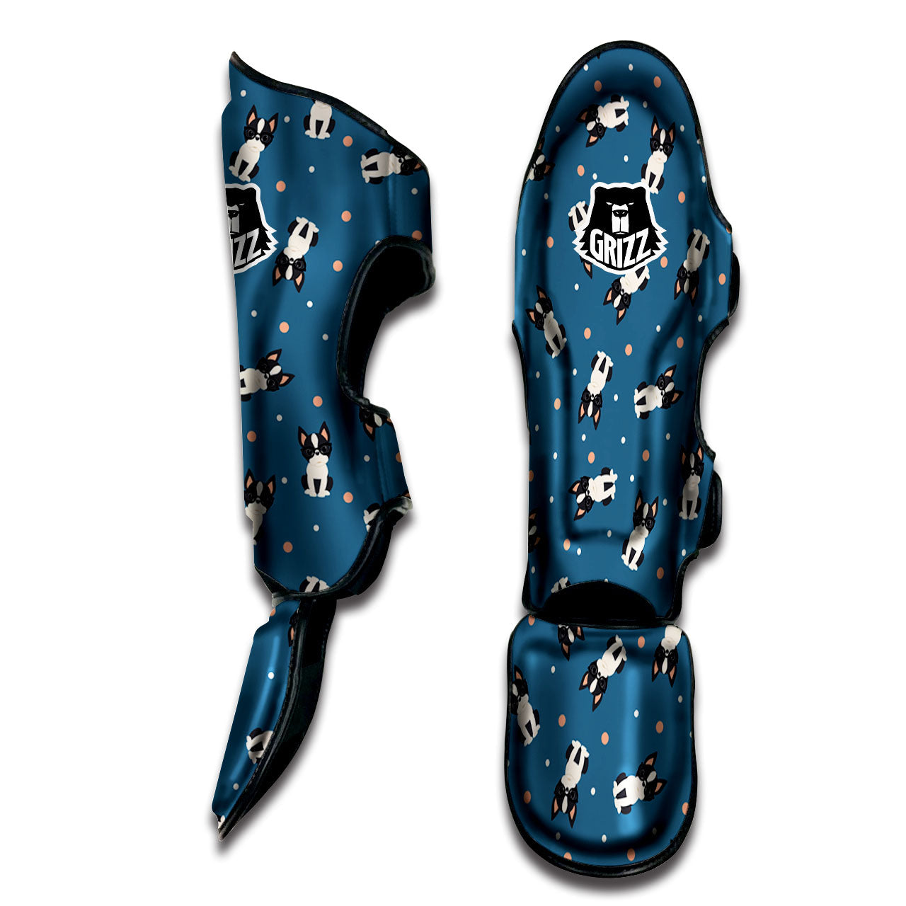 Boston Terrier Wearing Glasses Print Muay Thai Shin Guards-grizzshop