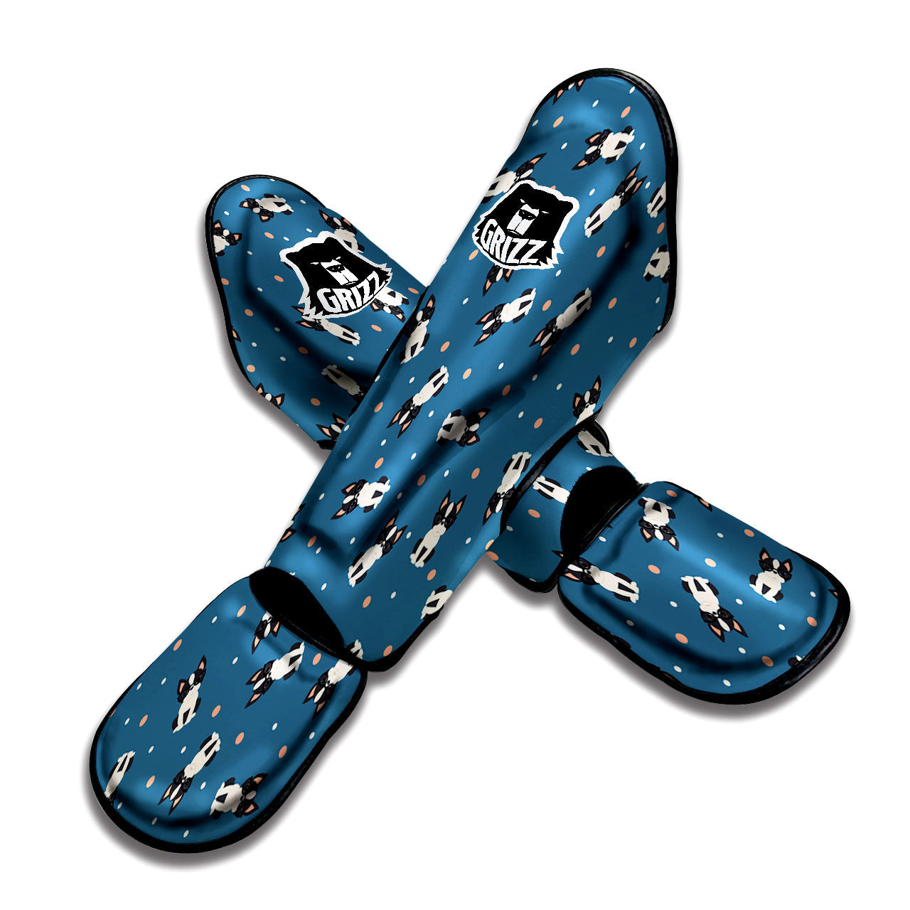 Boston Terrier Wearing Glasses Print Muay Thai Shin Guards-grizzshop
