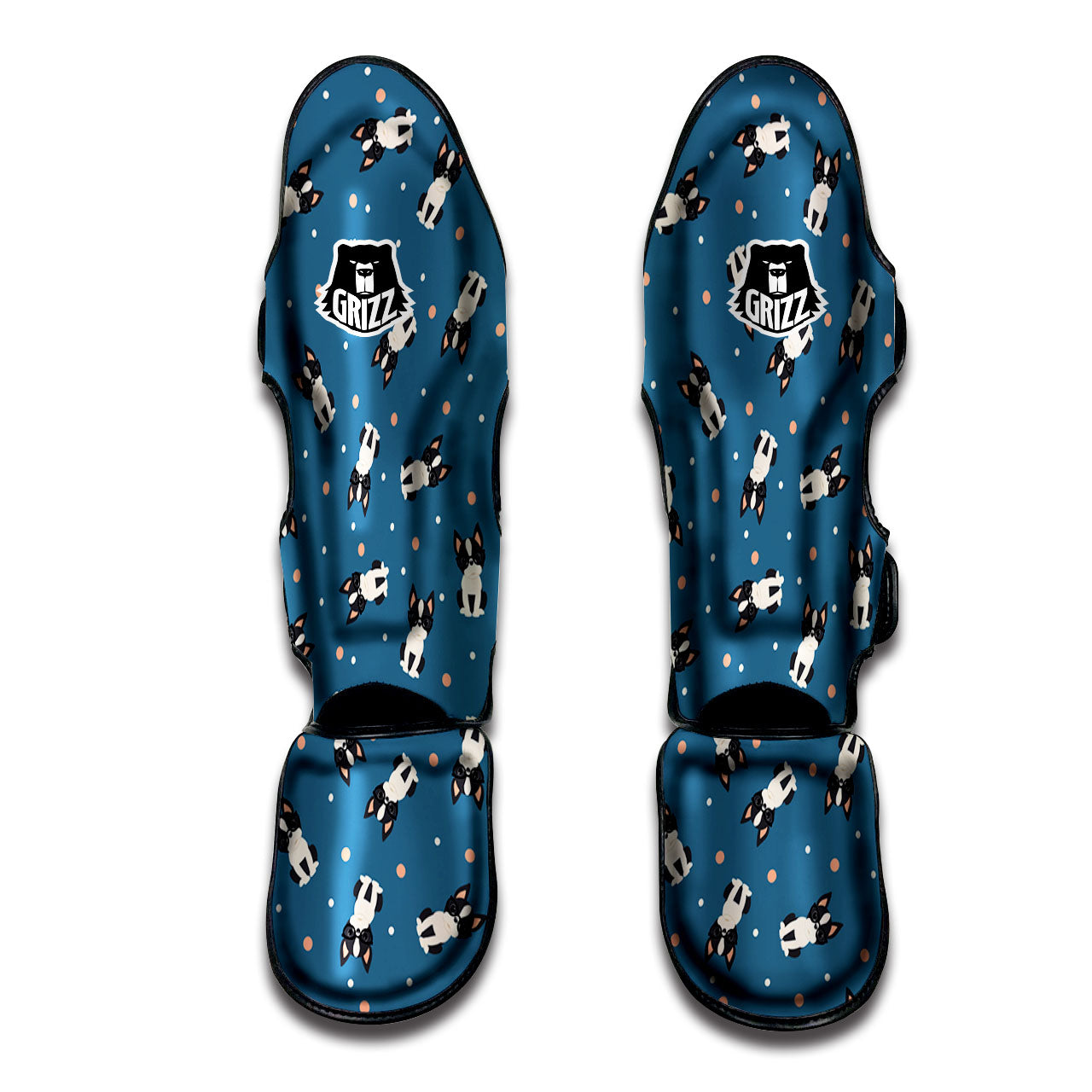 Boston Terrier Wearing Glasses Print Muay Thai Shin Guards-grizzshop