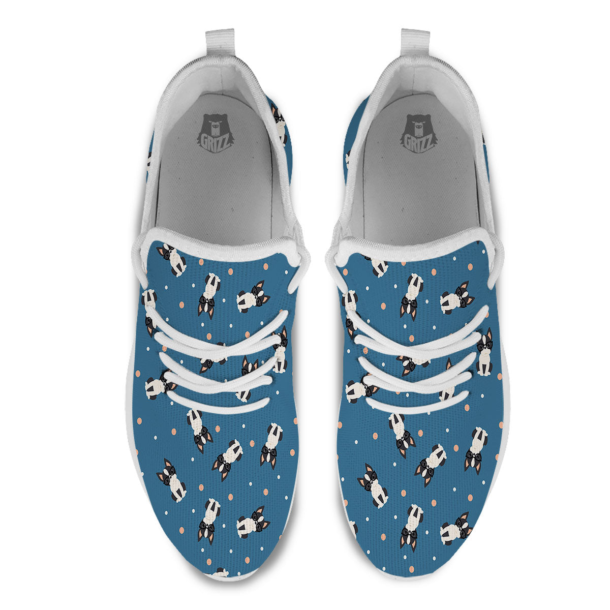 Boston Terrier Wearing Glasses Print White Athletic Shoes-grizzshop