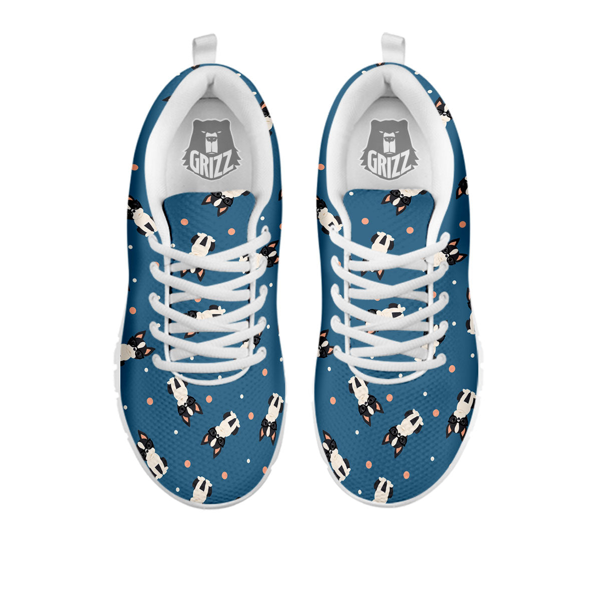 Boston Terrier Wearing Glasses Print White Sneaker-grizzshop
