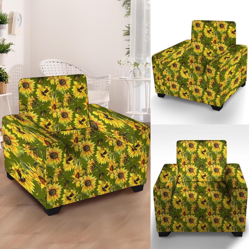 Botanical Sunflower Armchair Cover-grizzshop