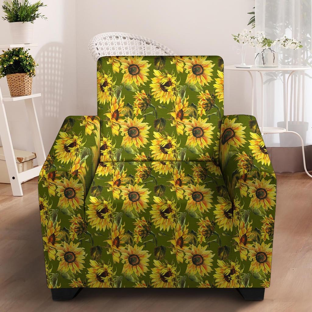 Botanical Sunflower Armchair Cover-grizzshop