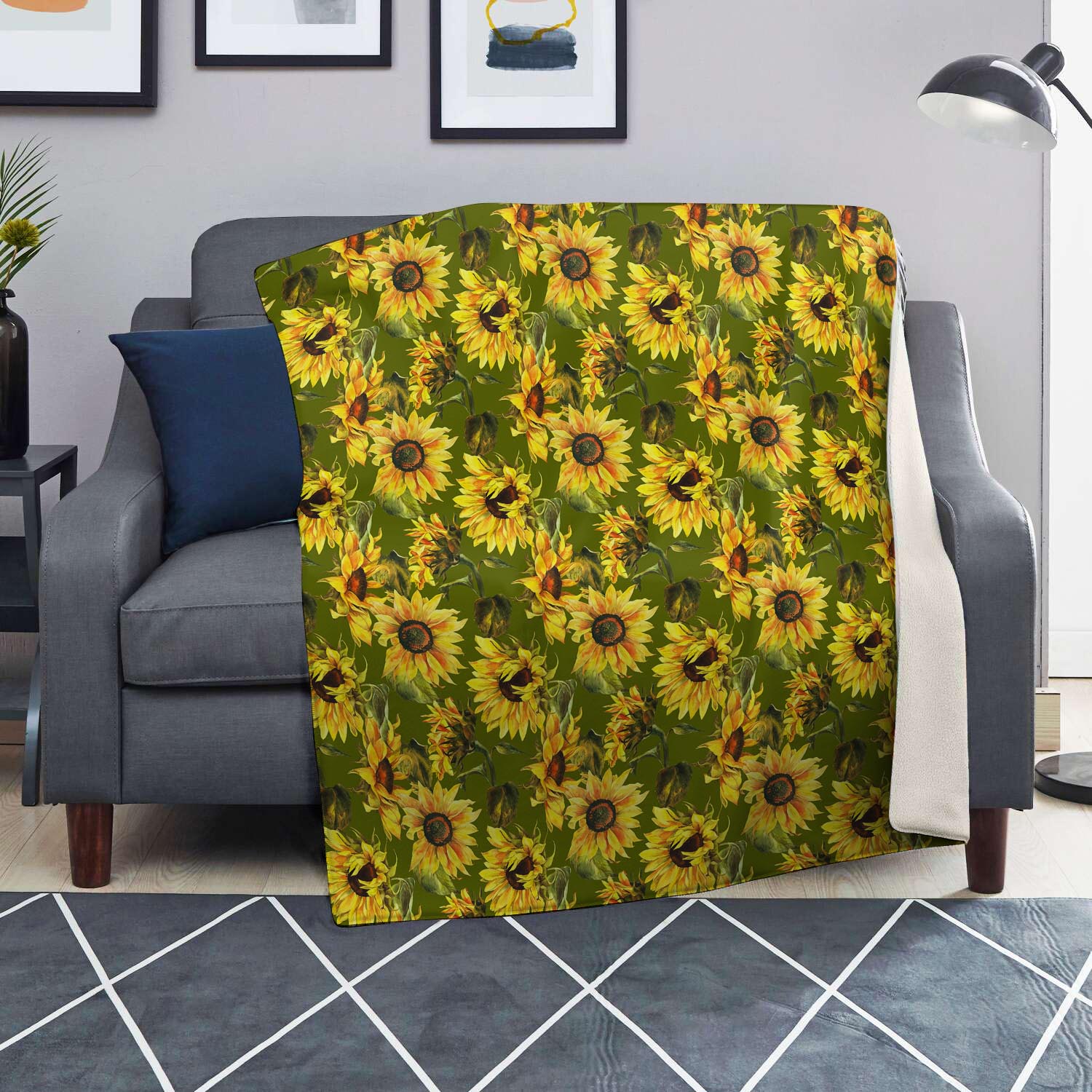 Botanical Sunflower Blanket-grizzshop