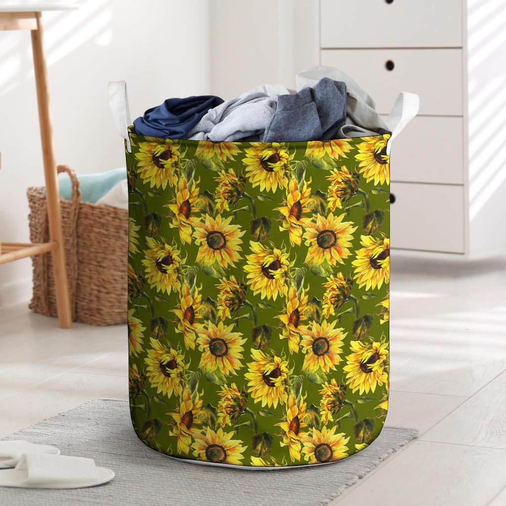 Botanical Sunflower Laundry Basket-grizzshop