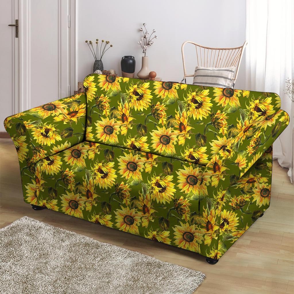 Botanical Sunflower Loveseat Cover-grizzshop