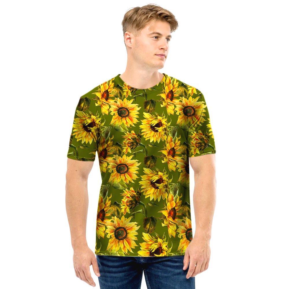 Botanical Sunflower Men T Shirt-grizzshop