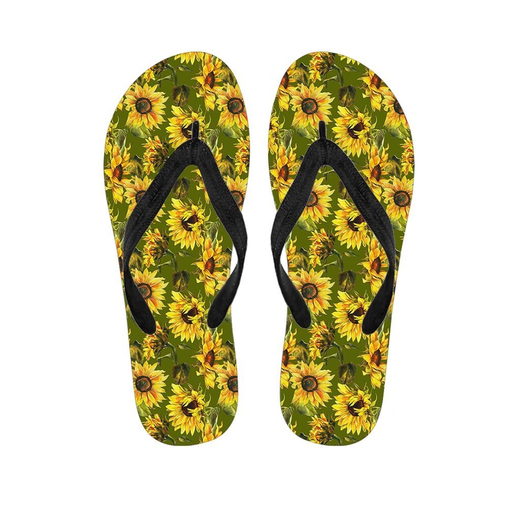 Botanical Sunflower Men's Flip Flops-grizzshop