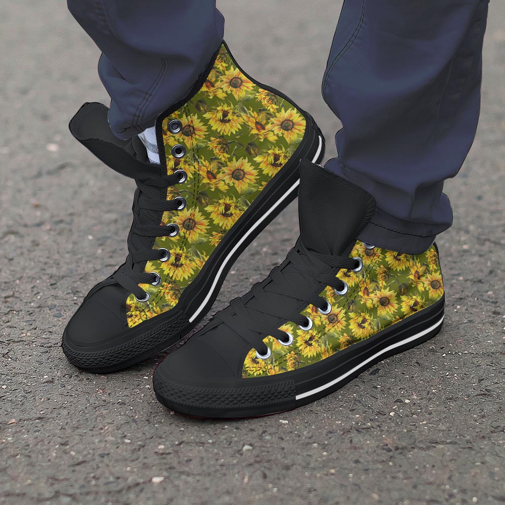 Botanical Sunflower Men's High Top Shoes-grizzshop