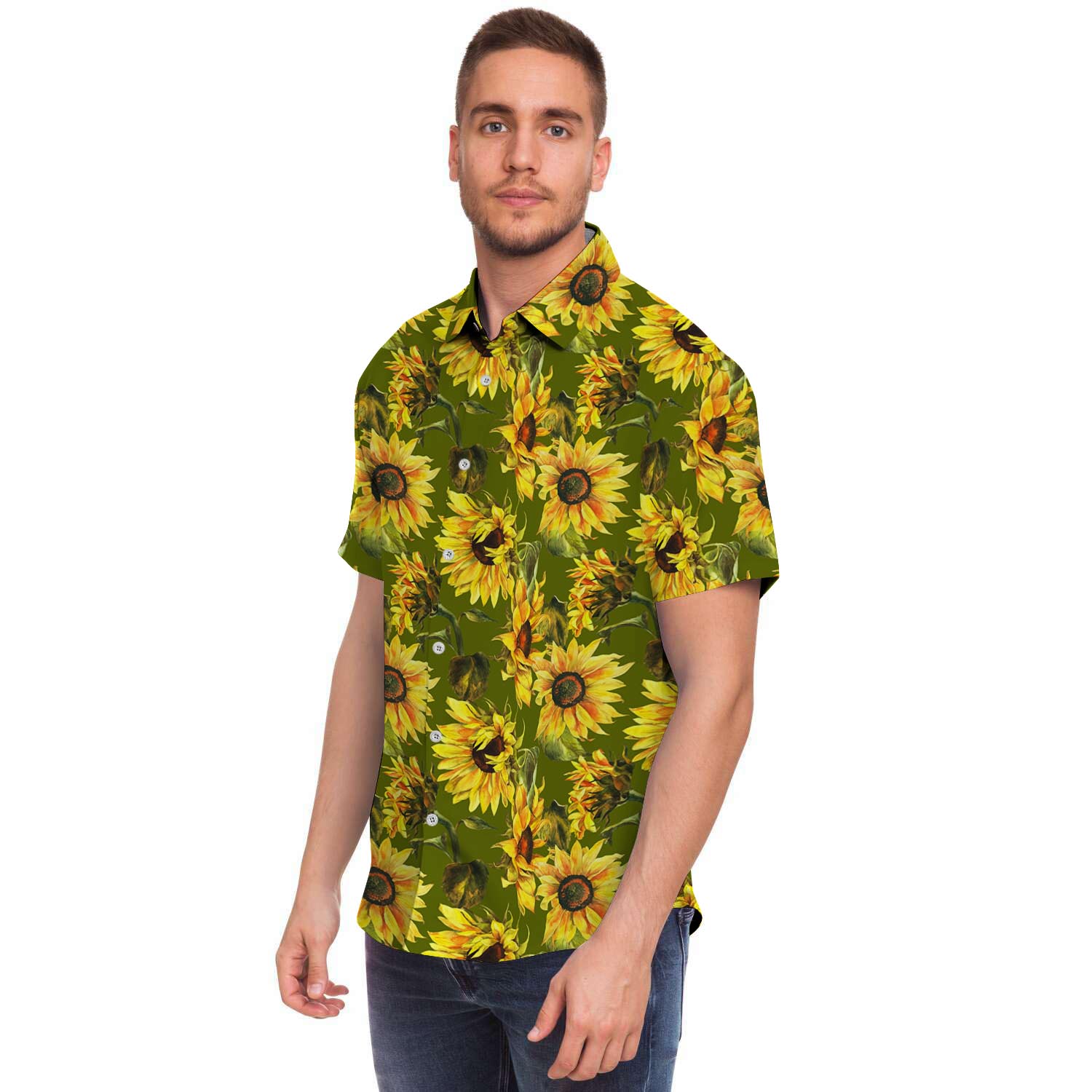 Botanical Sunflower Men's Short Sleeve Shirt-grizzshop