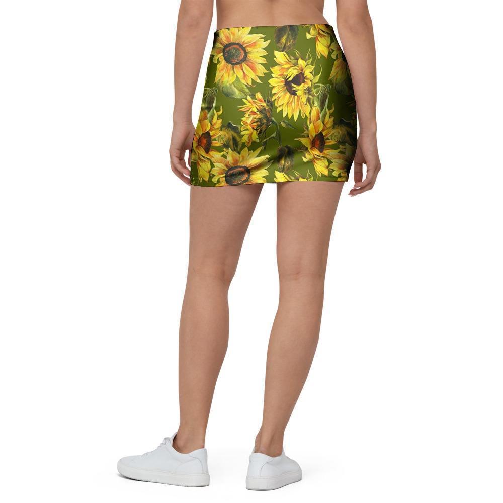 Botanical Sunflower Mini Skirt-grizzshop