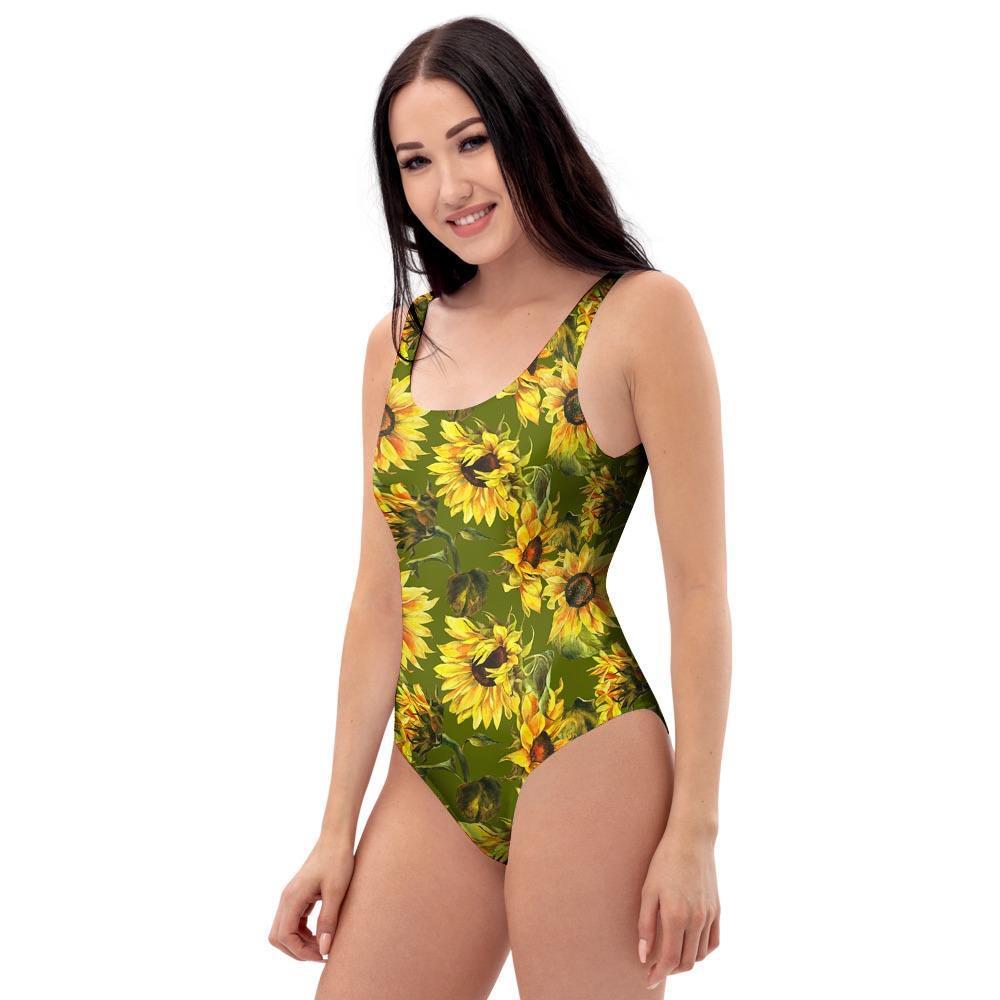 Botanical Sunflower One Piece Swimsuite-grizzshop