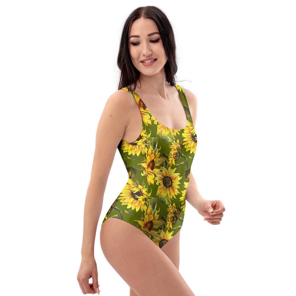 Botanical Sunflower One Piece Swimsuite-grizzshop