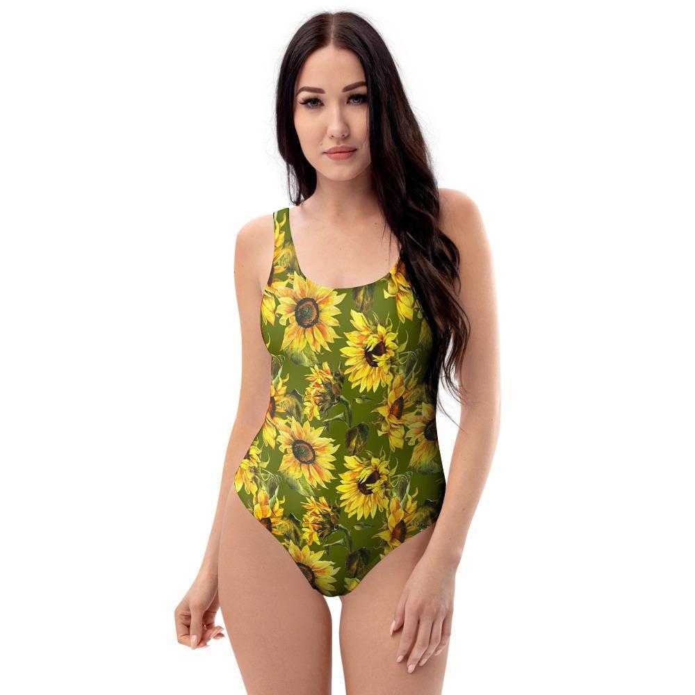 Botanical Sunflower One Piece Swimsuite-grizzshop