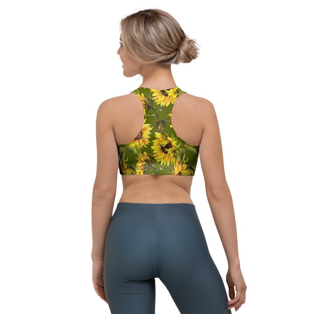 Botanical Sunflower Sports Bra-grizzshop