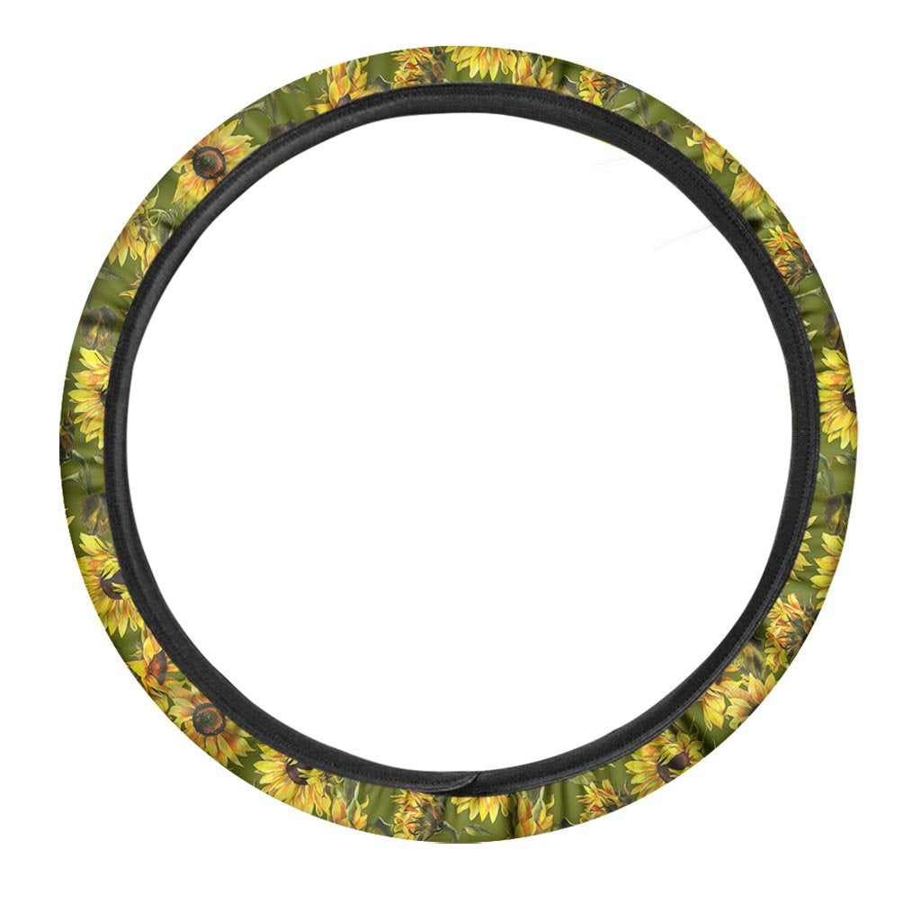 Botanical Sunflower Steering Wheel Cover-grizzshop