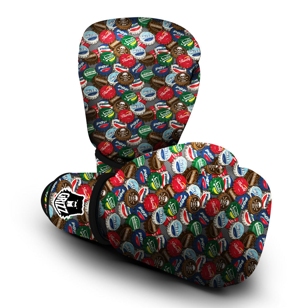 Bottle Caps Print Pattern Boxing Gloves-grizzshop