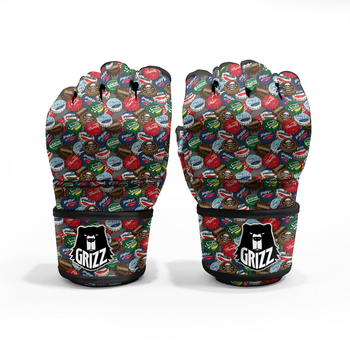Bottle Caps Print Pattern MMA Gloves-grizzshop