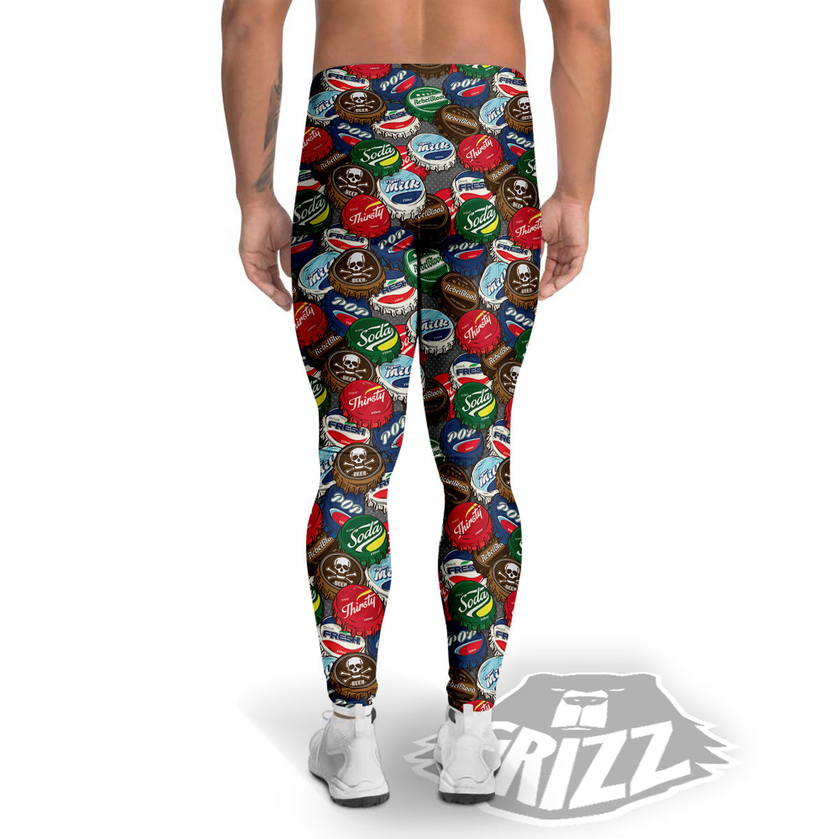 Bottle Caps Print Pattern Men's Leggings-grizzshop