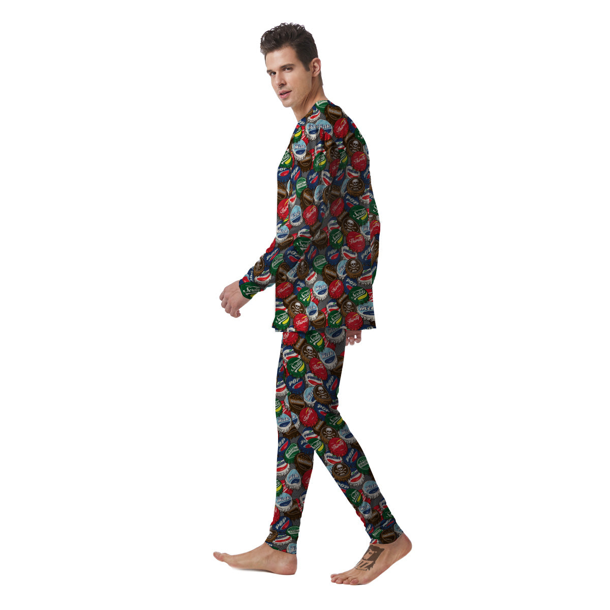 Bottle Caps Print Pattern Men's Pajamas-grizzshop