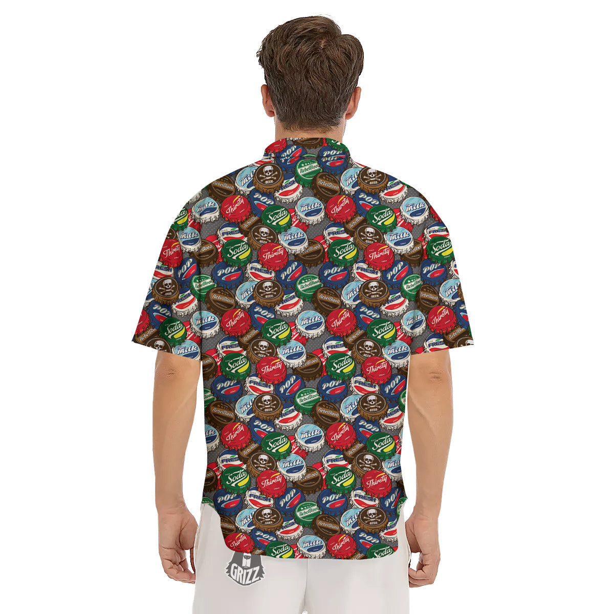 Bottle Caps Print Pattern Men's Short Sleeve Shirts-grizzshop