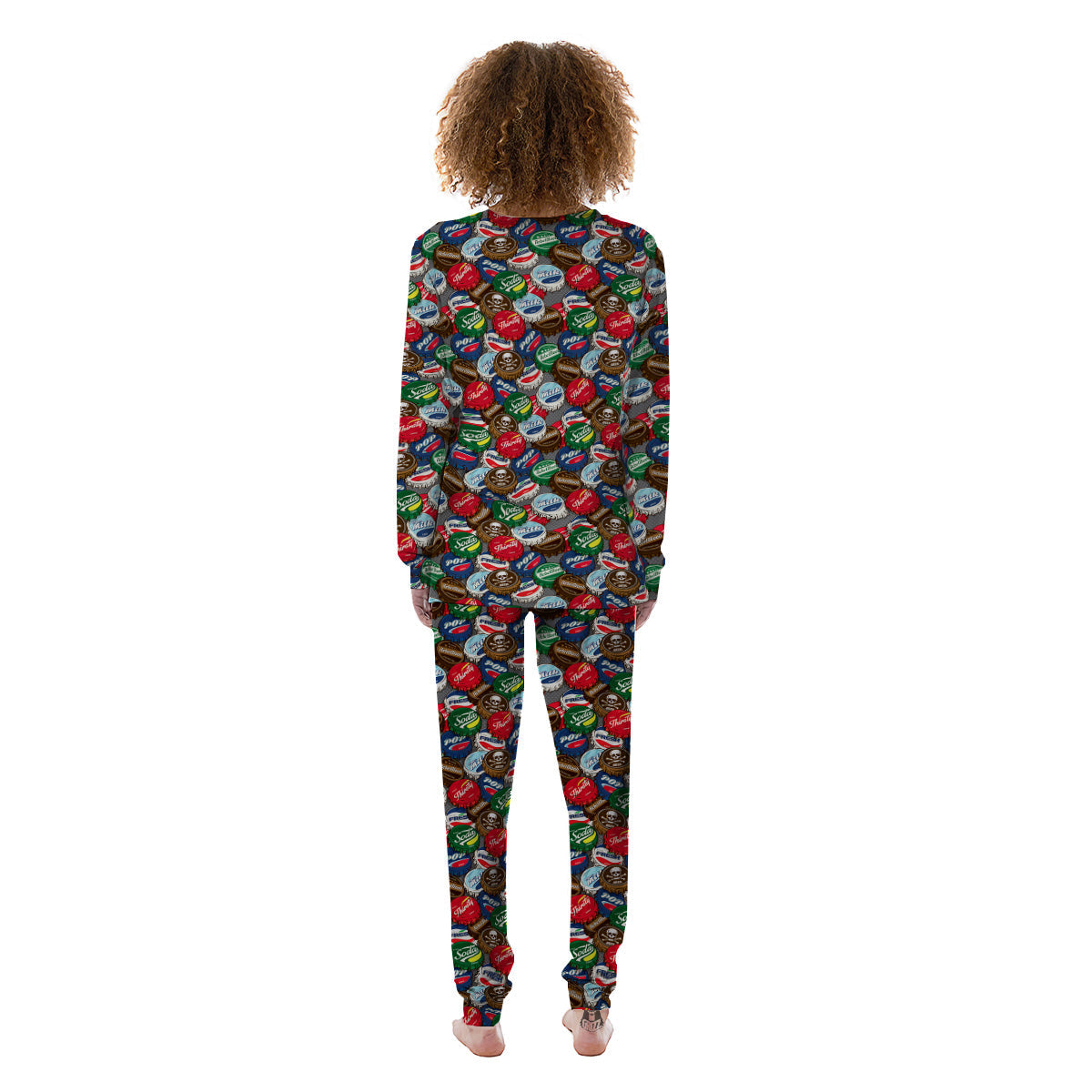 Bottle Caps Print Pattern Women's Pajamas-grizzshop