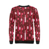 Bottle Glass Red Wine Print Pattern Women Crewneck Sweatshirt-grizzshop