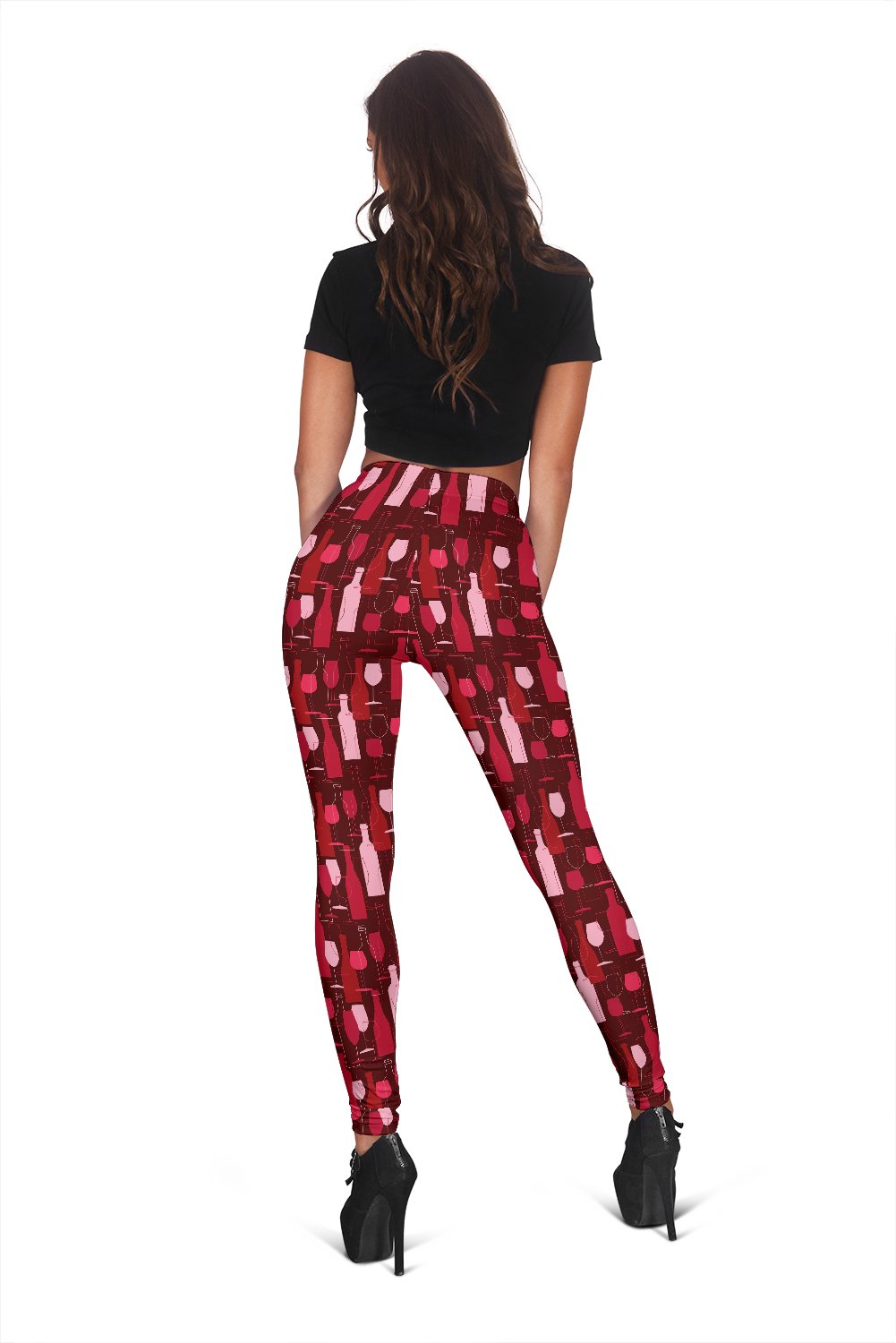 Bottle Glass Red Wine Print Pattern Women Leggings-grizzshop