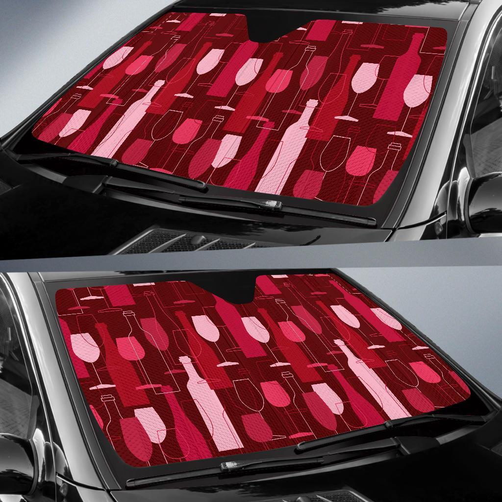 Botttle Red Wine Print Pattern Car Sun Shade-grizzshop
