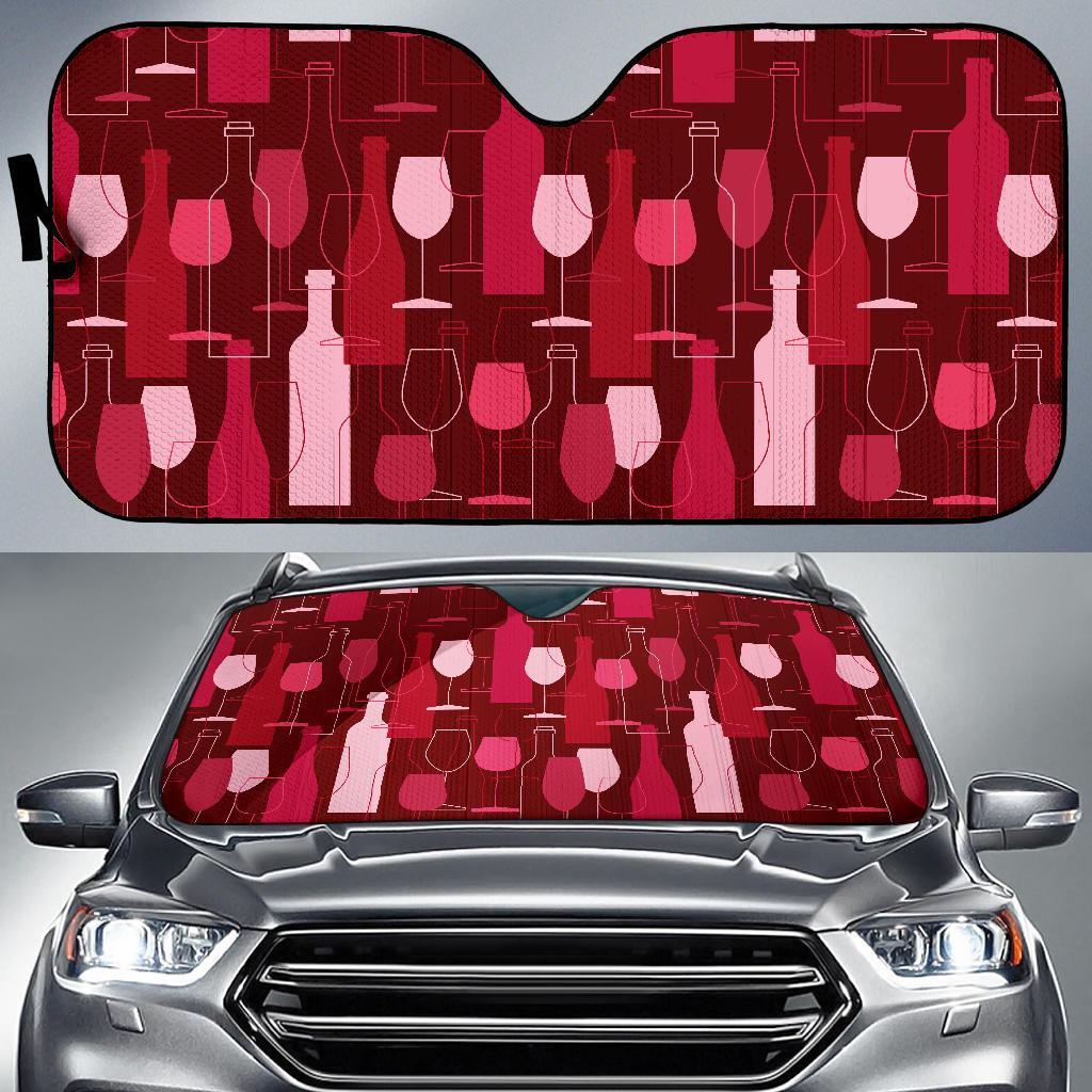 Botttle Red Wine Print Pattern Car Sun Shade-grizzshop