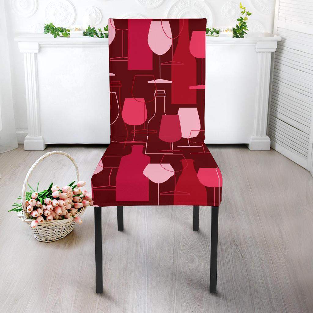 Botttle Red Wine Print Pattern Chair Cover-grizzshop