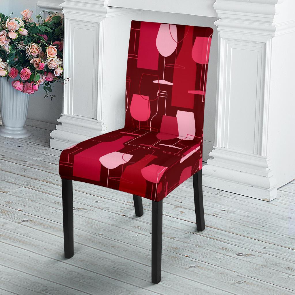 Botttle Red Wine Print Pattern Chair Cover-grizzshop