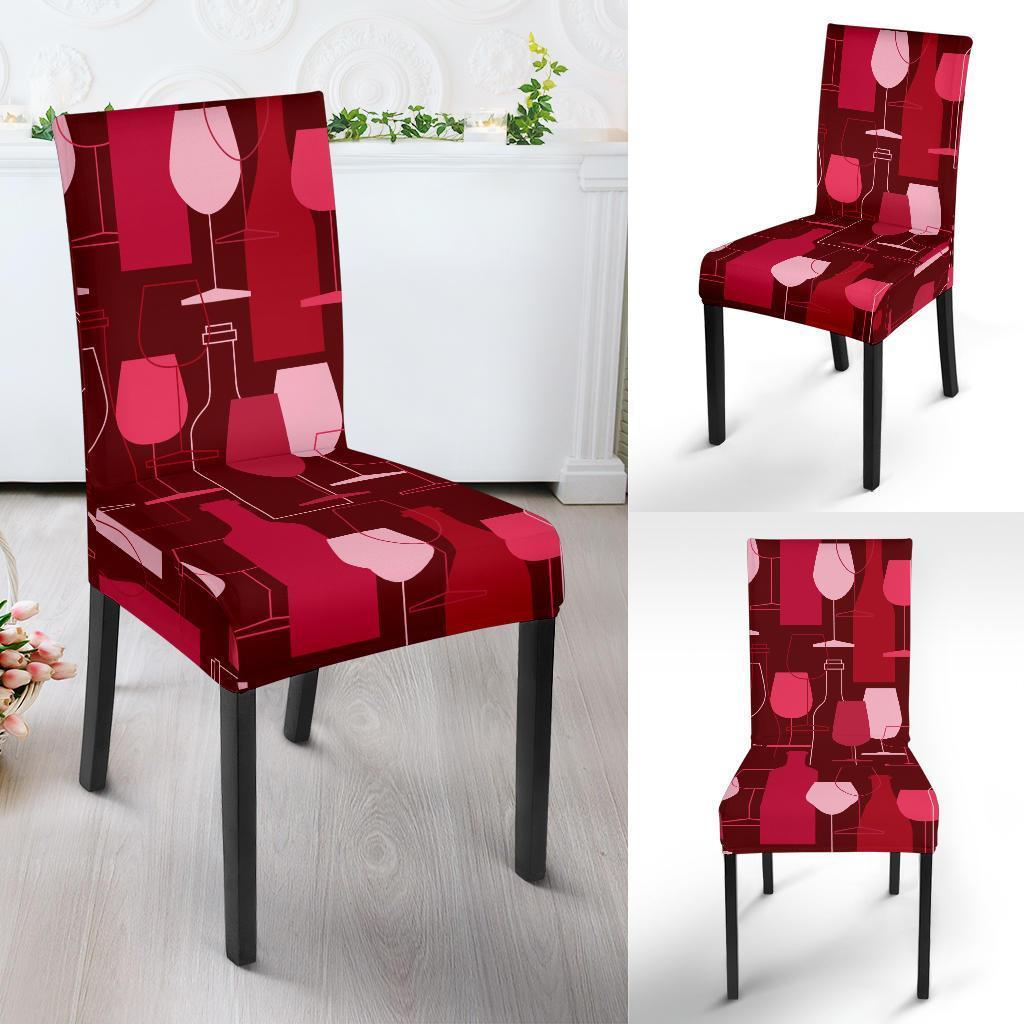 Botttle Red Wine Print Pattern Chair Cover-grizzshop