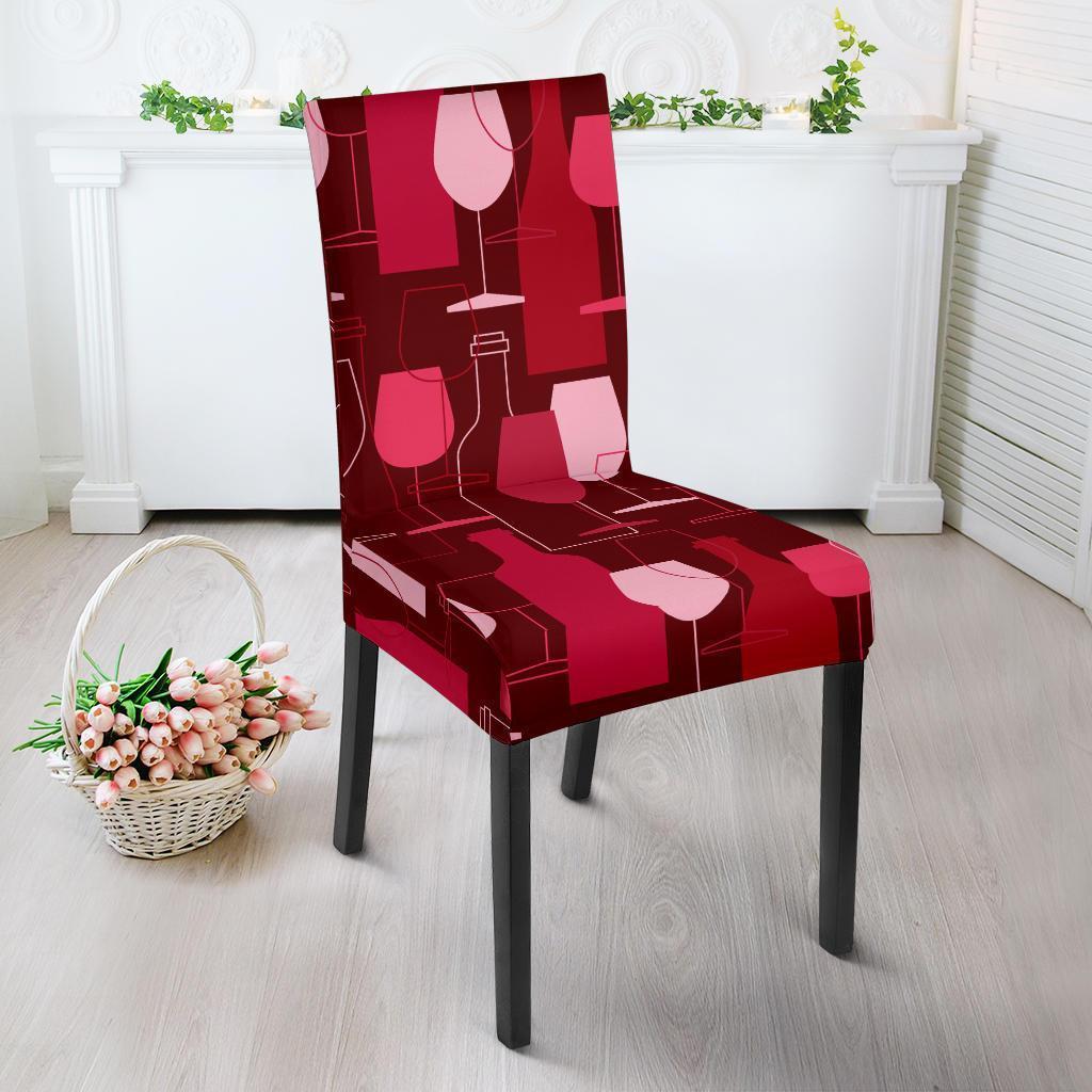 Botttle Red Wine Print Pattern Chair Cover-grizzshop