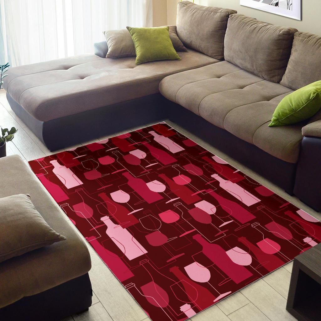 Botttle Red Wine Print Pattern Floor Mat-grizzshop