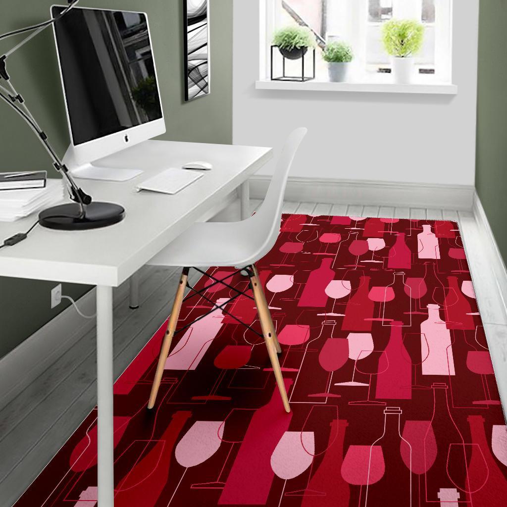 Botttle Red Wine Print Pattern Floor Mat-grizzshop