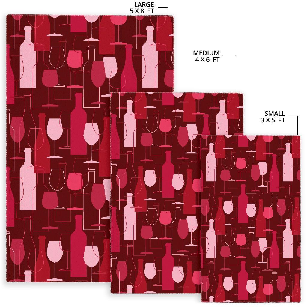 Botttle Red Wine Print Pattern Floor Mat-grizzshop