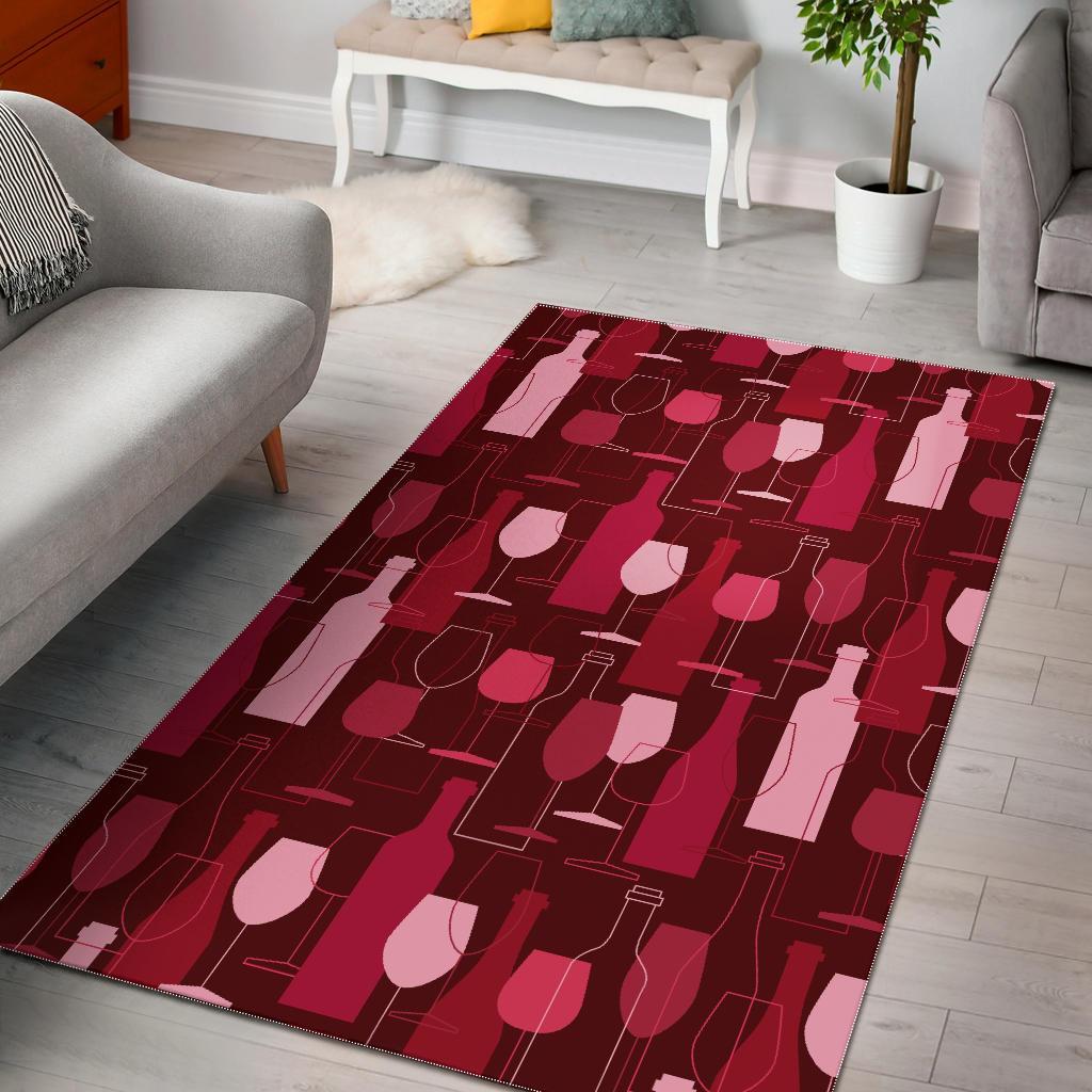 Botttle Red Wine Print Pattern Floor Mat-grizzshop